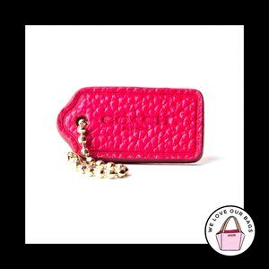 1.5" COACH NEW YORK Pink Pebbled Leather Brass Fob Bag Charm Keychain Hang Tag